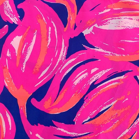 LILLY PULITZER ELSA Bomber Blue Plume Bloom Pink Orange silk top NWOT - Picture 13 of 13